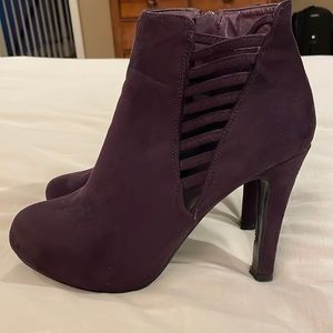 Purple Suede Booties, Size 9wide